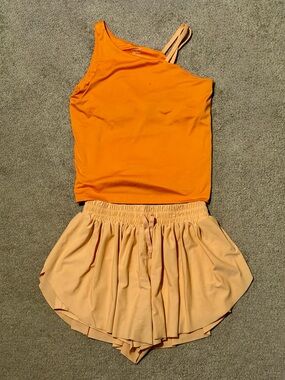 Carter’s Girls’ One-Shoulder Tank with Peach Skort Set - size 12
